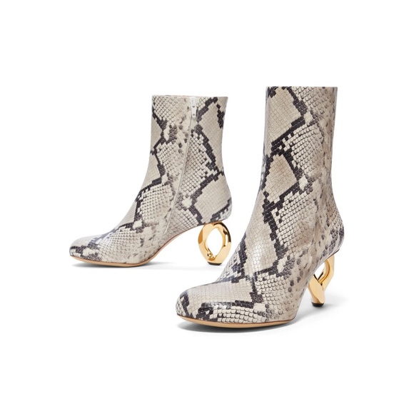 JW Anderson Chainheel Ankle Boots Snake Print Bootie Size 38 - Picture 11 of 15